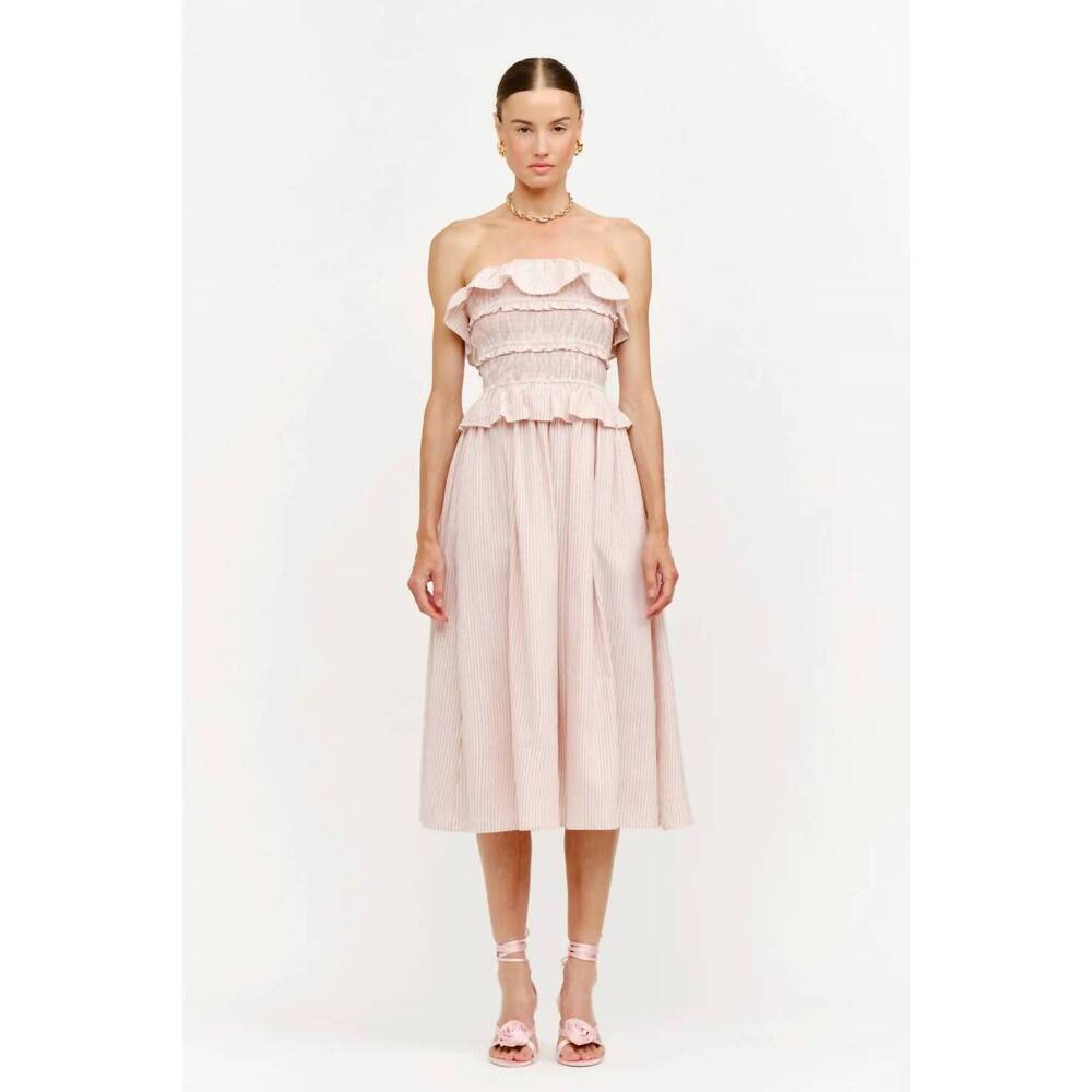 NEW SOPHIE THE LABEL blushing boardwalk stripe dress in blush